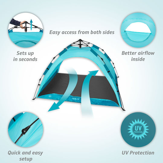 Nils Cort Camping Pop Up Albastru 200x145x115cm