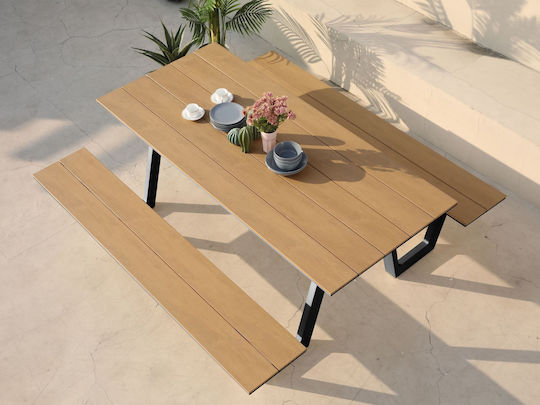 Picknicktisch aus Teak Grau 200x91cm