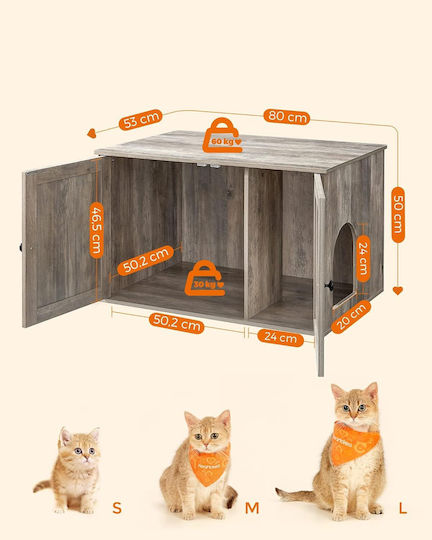Feandrea Grey Cat Toilet W80 x D53 x H50cm