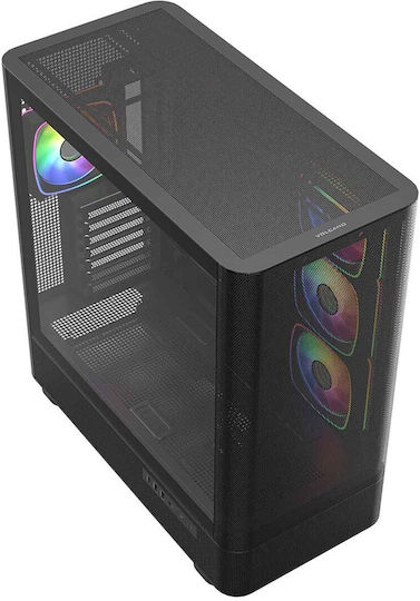Modecom Volcano AQ300 Gaming Midi Tower Computer Case with Side Window and ARGB Lighting Black