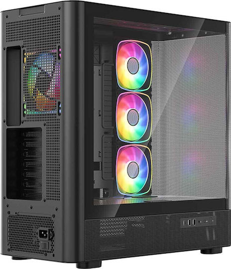 Modecom Volcano AQ300 Gaming Midi Tower Computer Case with Side Window and ARGB Lighting Black