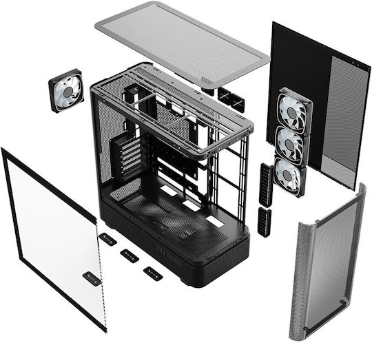 Modecom Volcano AQ300 Gaming Midi Tower Computer Case with Side Window and ARGB Lighting Black