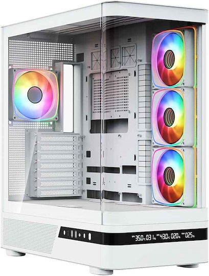 Volcano AQ200 Gaming Midi Tower Carcasă PC cu Deschidere Laterală Albă
