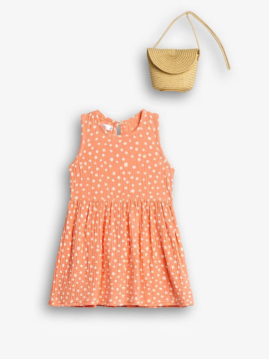 Mädchenkleid Ärmellos Polka Dot Set aus 2 mit Zubehör Rosa