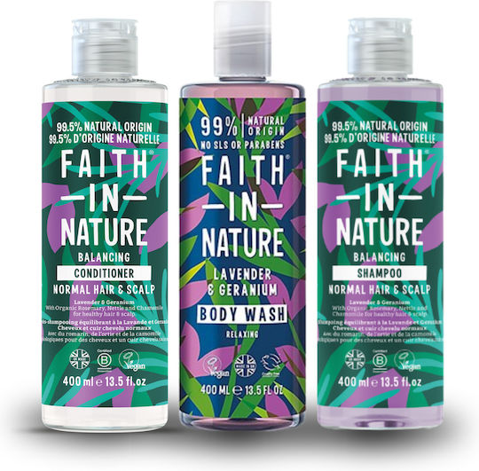 Faith in Nature Lavender & Geranium Шампоан за Чувствителен Скалп за Нормална Коса 400ml