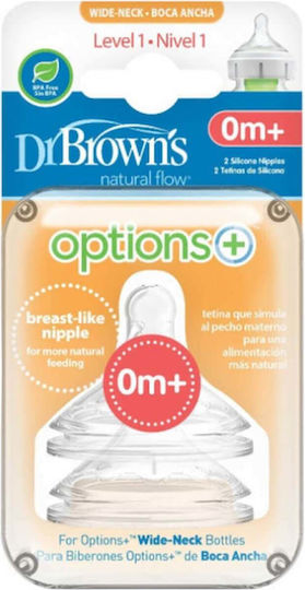 Dr. Brown's Θηλές από Σιλικόνη Αργής Ροής για 0+ μηνών 2 Stück