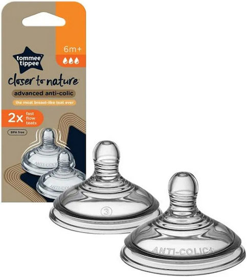 Tommee Tippee Tetine din Silicon de Flux Rapid pentru 6+ luni 2buc