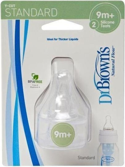Dr. Brown's Silicone Fast Flow Bottle Teats for 9+ Months 2 Pieces