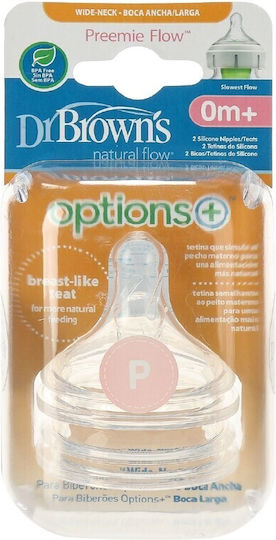 Dr. Brown's Natural Flow Силиконов Биберон 0m+ Ниво Предварително Бърз Биберони от Силикон за 0+ месеца 2бр