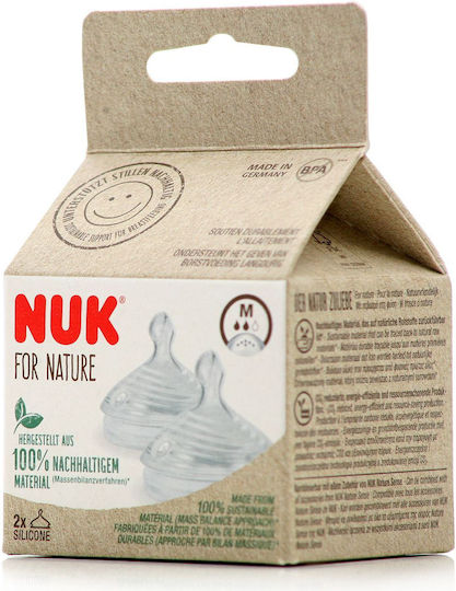 Nuk For Nature Silicone Baby Bottle Teats Medium Flow for 0+ months 2pcs