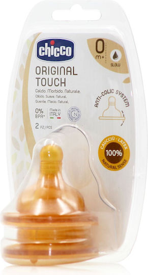 Chicco Original Touch Θηλές από Καουτσούκ Κανονικής Ροής για 0+ μηνών 2τμχ