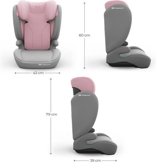 Kinderkraft I-Spark 2 Plus Столче за кола с висока облегалка i-Размер Розов