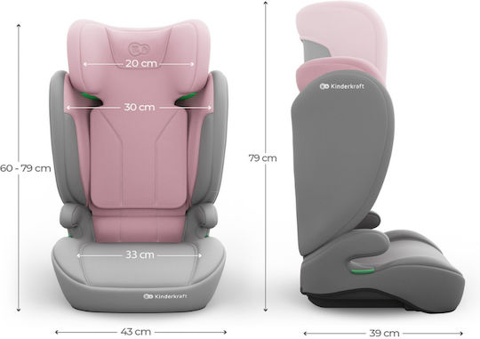 Kinderkraft I-Spark 2 Plus Столче за кола с висока облегалка i-Размер Розов