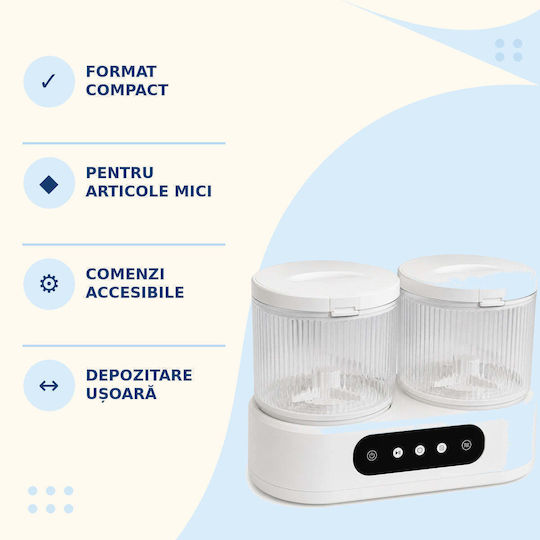 Mini mașină de spălat cu 2 cuve pentru rufe și șosete afișaj digital alb