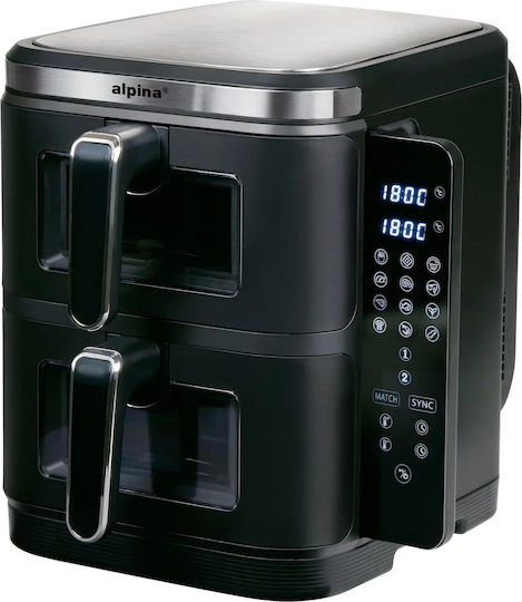 Alpina Air Fryer with Double Removable Container 11l Black