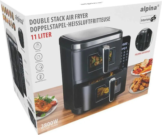 Alpina Air Fryer with Double Removable Container 11l Black
