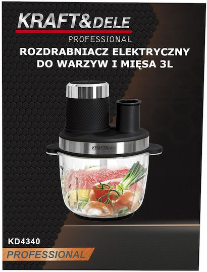 Kraft & Dele Mini Tocatoare Multi 1800W cu Recipient 3.8lt Negru