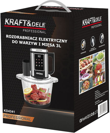Kraft & Dele Mini Tocatoare 550W cu Recipient 3lt Gri