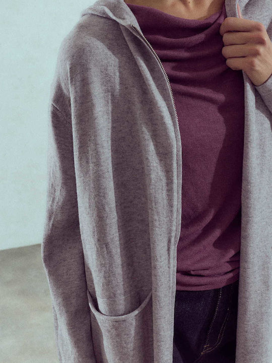 Celestino Women's Long Cardigan Hooded Loose Fit Gray