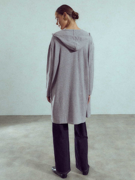 Celestino Women's Long Cardigan Hooded Loose Fit Gray