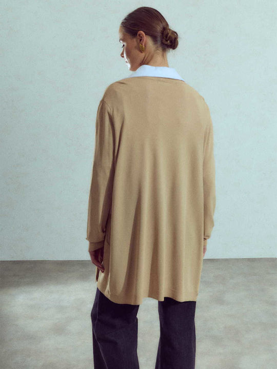 Celestino Women's Cardigan Pockets Dark Beige