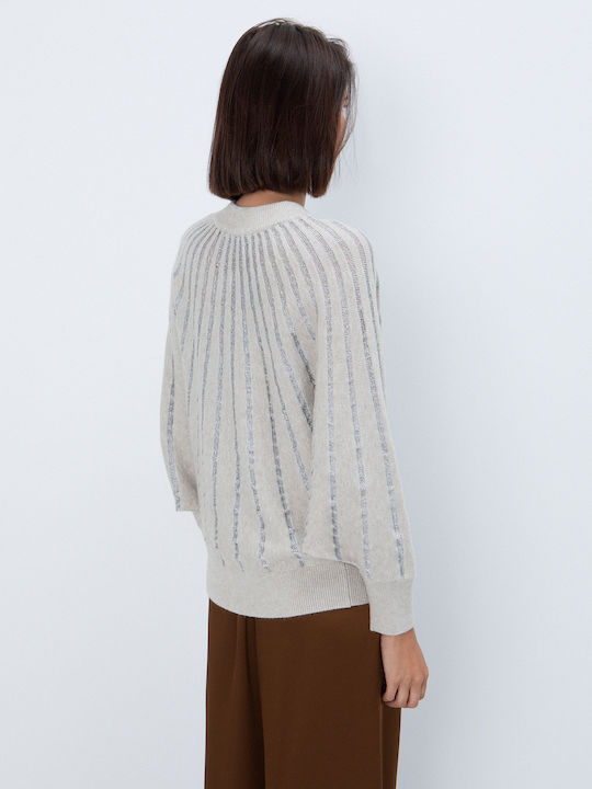 Women's Striped Beige Sweater