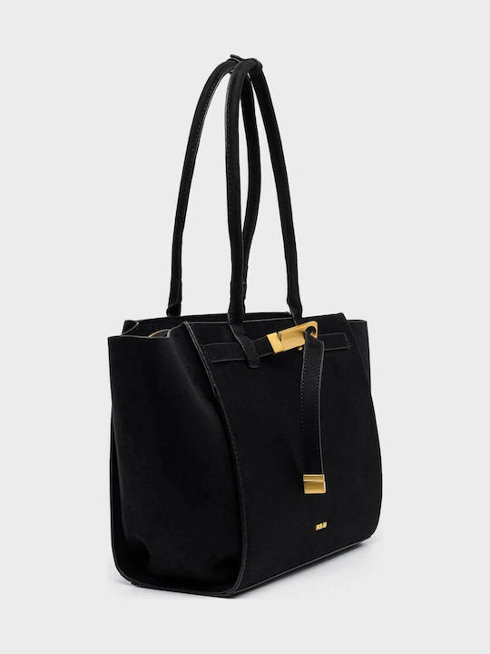 Monique Γυναικεία Τσάντα Ώμου Suede Black