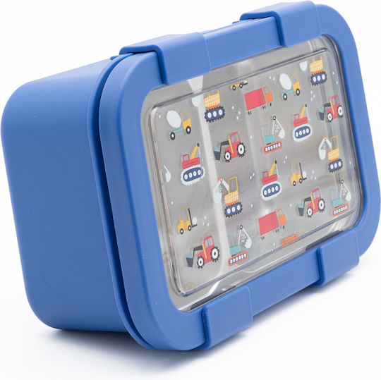 Sidirela Happy Trucks Ανοξείδωτο Παιδικό Δοχείο Φαγητού 0.8lt Μπλε
