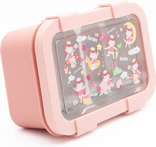 Sidirela Happy Garden Recipient De Mâncare Pentru Copii Din Inox 0.8lt Roz