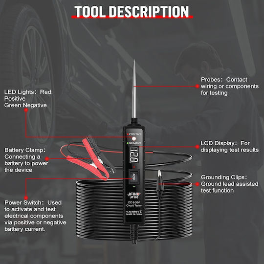 Tester de Tensiune Jfind Jf100 Auto Electrical Circuit DC cu Buzzer