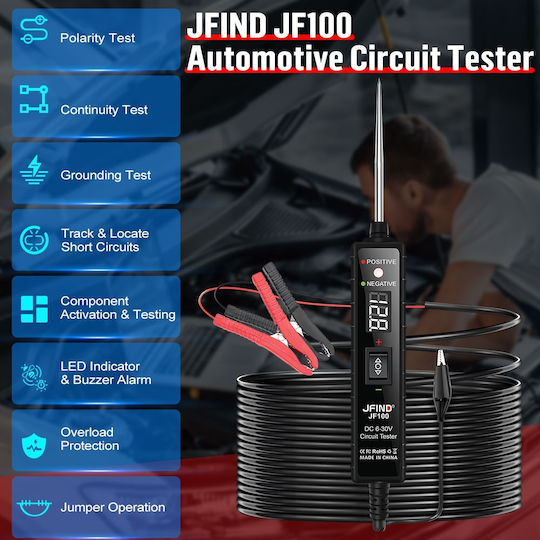 Tester de Tensiune Jfind Jf100 Auto Electrical Circuit DC cu Buzzer