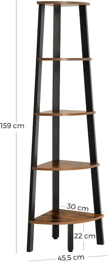 Bibliotecă de colț Rustic Maro și Negru 33x34x159cm