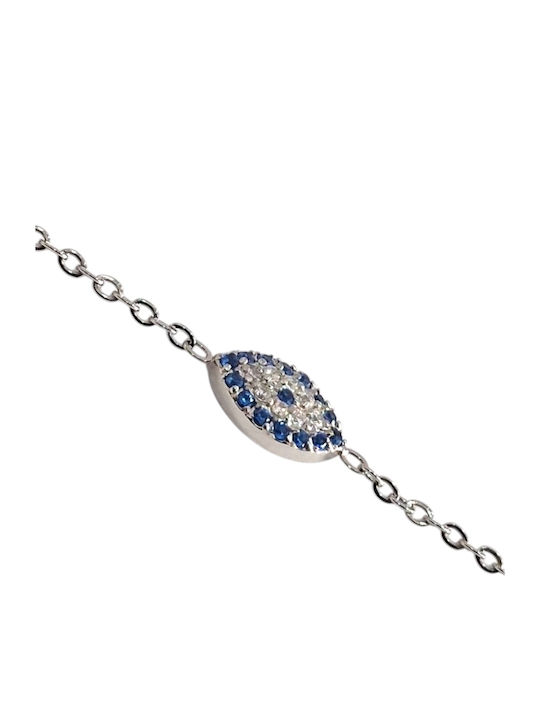 Kalliopi Silver Women's Chain Bracelet with Eye Design Made of Steel with Zircon 20cm