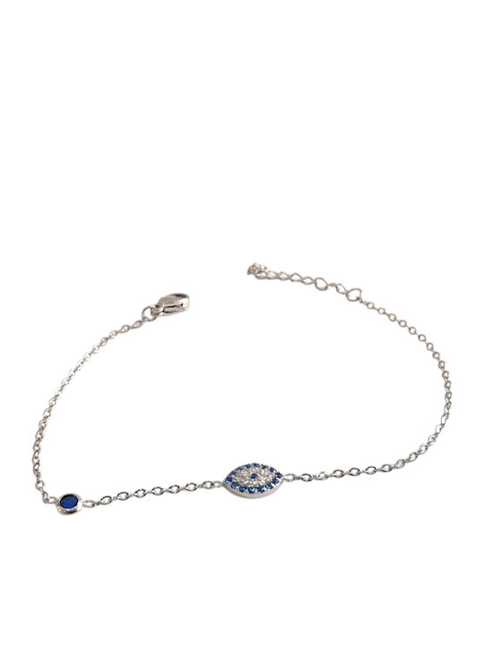 Kalliopi Silver Women's Chain Bracelet with Eye Design Made of Steel with Zircon 20cm