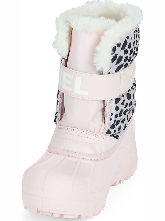 Kids Snow Boots with Hoop & Loop Closure Pink