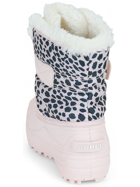 Kids Snow Boots with Hoop & Loop Closure Pink