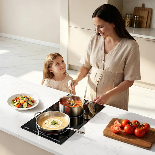 Domino Ceramic Autonomous Cooktop with Lock Mode 30x52cm