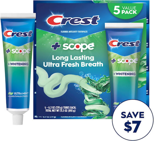 Crest Complete + Scope Outlast Ultra Οδοντόκρεμα για Τερηδόνα & Πλάκα 5x178gr