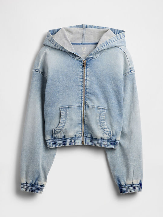 Kids Hooded Sweatshirt Cardigan Light Wash