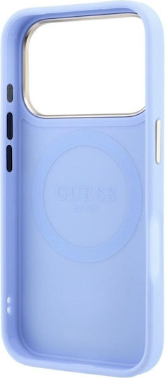 Guess Stripe Peony 4g Logo Magsafe Калъф за iPhone 18 Pro 17 Pro Светлосин