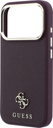 Калъф Guess Saffiano Small 4g & Classic Logo Magsafe Iphone 18 Pro 17 Pro Бордо