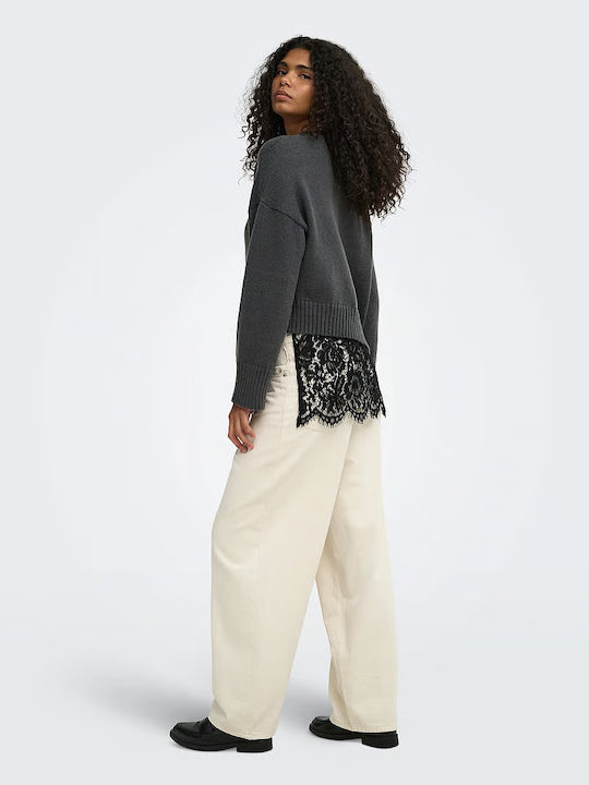 Damen Langärmeliges Pullover Dunkelgrau