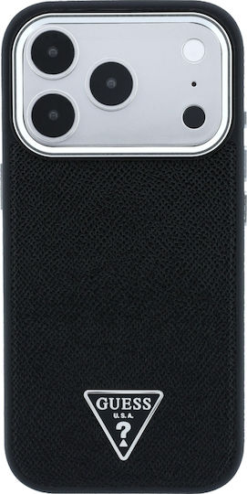 Калъф Guess Grained Triangle Logo Magsafe iPhone 18 Pro 17 Pro Черен