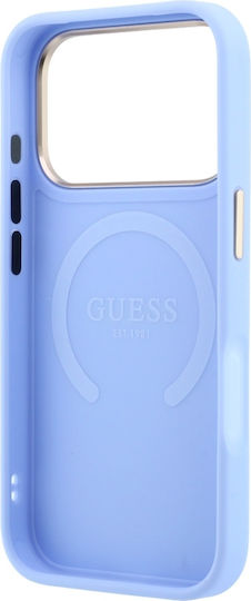 Case Guess Saffiano Peony & Ring Magsafe Iphone 18 Pro 17 Pro Light Blue