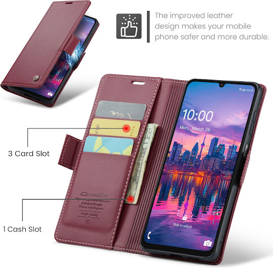 Caseme 023 Samsung Galaxy A16 5G RFID Wallet Leather Case Red