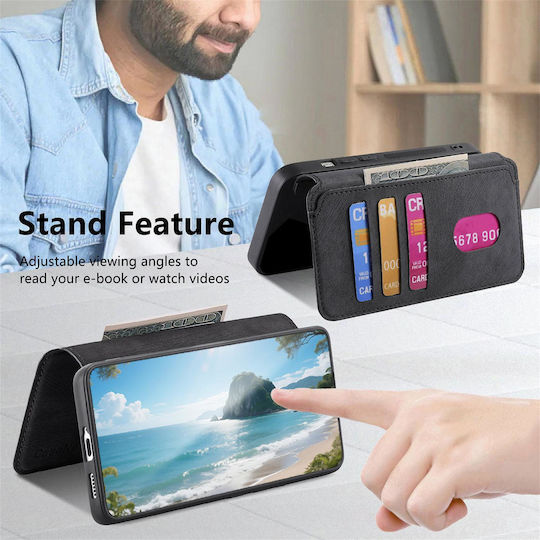 Caseneo Realme 16 Pro Plus 5G Handyhülle Retro Leder Brieftasche Schwarz