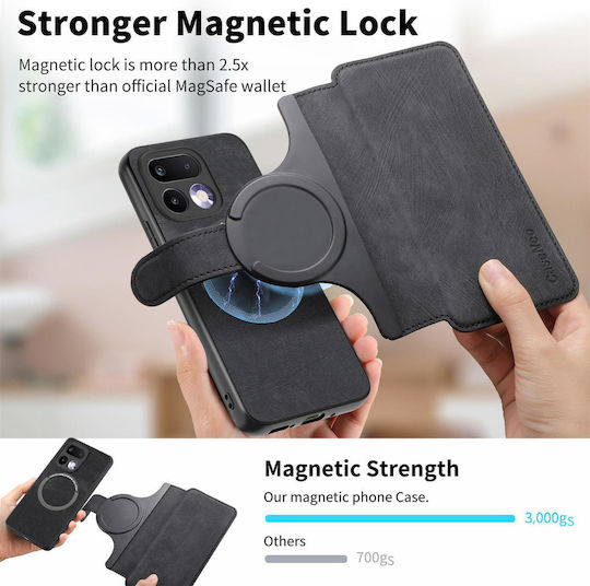 Caseneo Realme 16 Pro Plus 5G Handyhülle Retro Leder Brieftasche Schwarz