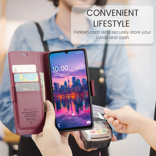 Caseme 023 Samsung Galaxy A16 5G RFID Wallet Leather Case Red