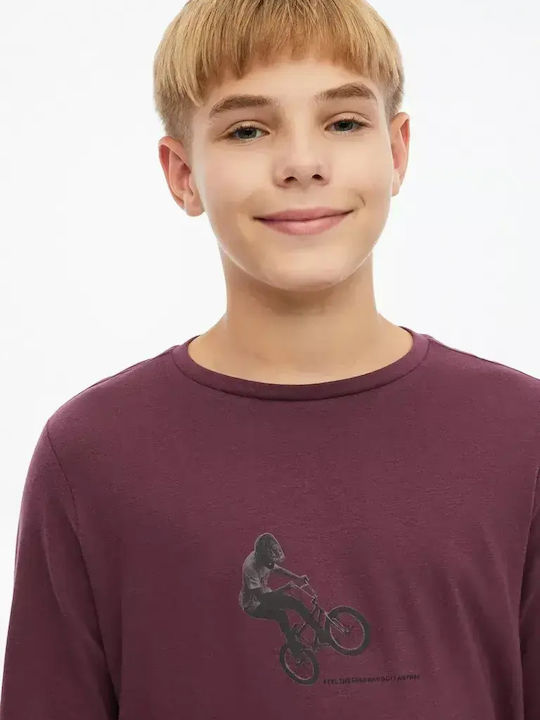 Kids Long-sleeved Burgundy Top