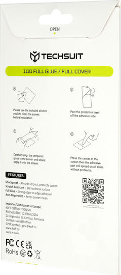 Techsuit 111d Пълен Протектор Стъкло Full Glue iPhone Ultra Черен